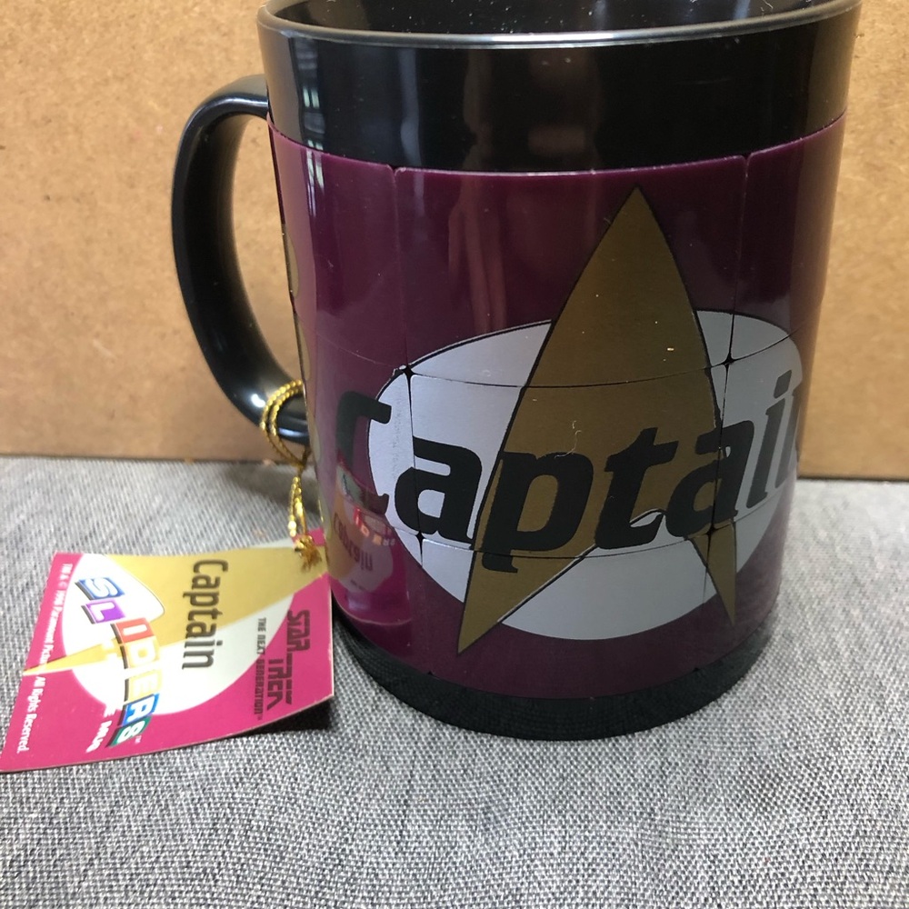 Star Trek The Next Generation Plastic Slider Puzzle Mug CAPTAIN 1998